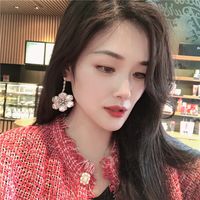 Wholesale Jewelry Vintage Style Exaggerated Flower Metal Zircon Inlay Drop Earrings main image 4