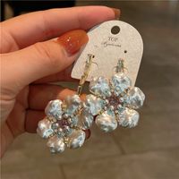Wholesale Jewelry Vintage Style Exaggerated Flower Metal Zircon Inlay Drop Earrings sku image 1
