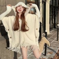 Women's Vintage Style Simple Style Solid Color Yarn Tassel Shawl main image 1