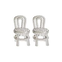 1 Pair Shiny Chair Inlay Copper Zircon Ear Studs main image 4