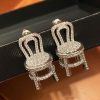 1 Pair Shiny Chair Inlay Copper Zircon Ear Studs main image 1
