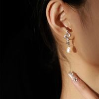 1 Piece Cool Style Snake Inlay Copper Artificial Pearls Zircon Drop Earrings main image 4