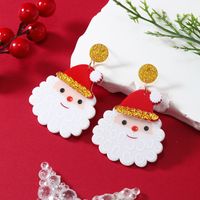 Wholesale Jewelry Cartoon Style Snowman Arylic Painted Drop Earrings sku image 4