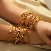 Hip-Hop Punk Classic Style Solid Color Stainless Steel 18K Gold Plated Bracelets In Bulk main image 6