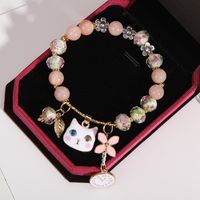 Elegante Señora Forma De Corazón Gato Cristal Artificial Mujeres Pulsera main image 2