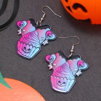 Wholesale Jewelry Retro Letter Skull Arylic Painted Drop Earrings main image 9