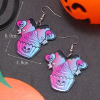 Wholesale Jewelry Retro Letter Skull Arylic Painted Drop Earrings sku image 1
