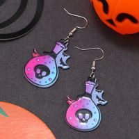 Wholesale Jewelry Retro Letter Skull Arylic Painted Drop Earrings main image 6