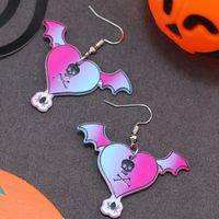 Wholesale Jewelry Retro Letter Skull Arylic Painted Drop Earrings main image 3