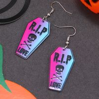 Wholesale Jewelry Retro Letter Skull Arylic Painted Drop Earrings main image 2