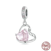 Sweet Heart Shape Sterling Silver Plating Inlay Glass Zircon Charms sku image 1