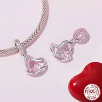 Sweet Heart Shape Sterling Silver Plating Inlay Glass Zircon Charms main image 4