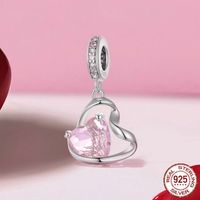 Sweet Heart Shape Sterling Silver Plating Inlay Glass Zircon Charms main image 1