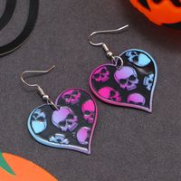 Wholesale Jewelry Retro Letter Skull Arylic Painted Drop Earrings sku image 6