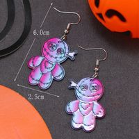 Wholesale Jewelry Retro Letter Skull Arylic Painted Drop Earrings sku image 2