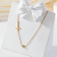 Modern Style Simple Style Cross Titanium Steel Inlay Artificial Gemstones Necklace main image 3