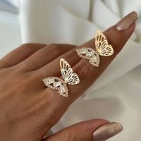 1 Pair Sweet Classic Style Butterfly Hollow Out Inlay Alloy Rhinestones Ear Studs main image 1