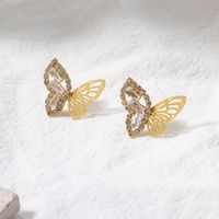 1 Pair Sweet Classic Style Butterfly Hollow Out Inlay Alloy Rhinestones Ear Studs main image 4