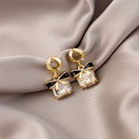 Wholesale Jewelry Sweet Square Bow Knot Alloy Rhinestones Inlay Drop Earrings main image 3