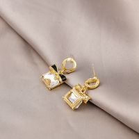 Wholesale Jewelry Sweet Square Bow Knot Alloy Rhinestones Inlay Drop Earrings main image 5
