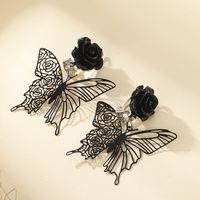 1 Pair Vintage Style Exaggerated Simple Style Rose Butterfly Hollow Out Alloy Ear Cuffs main image 4