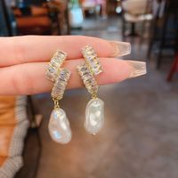 Wholesale Jewelry Lady Irregular Alloy Artificial Diamond Inlay Drop Earrings sku image 1