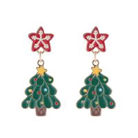 Wholesale Jewelry Cartoon Style Christmas Tree Santa Claus Alloy Plating Drop Earrings sku image 1
