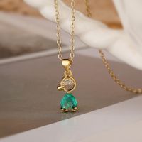 Cute Simple Style Cartoon Copper Plating Inlay Zircon 18k Gold Plated Pendant Necklace main image 4