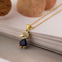 Cute Simple Style Cartoon Copper Plating Inlay Zircon 18k Gold Plated Pendant Necklace main image 3