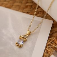 Cute Simple Style Cartoon Copper Plating Inlay Zircon 18k Gold Plated Pendant Necklace sku image 1
