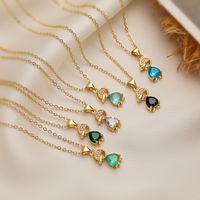Cute Simple Style Cartoon Copper Plating Inlay Zircon 18k Gold Plated Pendant Necklace main image 1