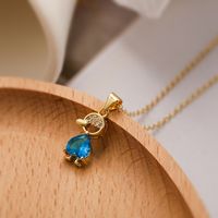 Cute Simple Style Cartoon Copper Plating Inlay Zircon 18k Gold Plated Pendant Necklace sku image 4