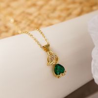 Cute Simple Style Cartoon Copper Plating Inlay Zircon 18k Gold Plated Pendant Necklace sku image 5