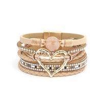 Wholesale Jewelry Streetwear Geometric Heart Shape Pu Leather Alloy Plating Bangle sku image 5