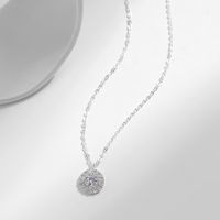 Ig Style Elegant Round Sterling Silver Rhodium Plated Zircon Necklace In Bulk main image 4
