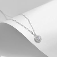 Ig Style Elegant Round Sterling Silver Rhodium Plated Zircon Necklace In Bulk main image 5