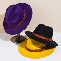 Unisex Basic Cowboy Style Solid Color Big Eaves Fedora Hat main image 11