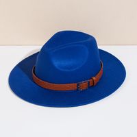 Unisex Basic Cowboy Style Solid Color Big Eaves Fedora Hat sku image 2
