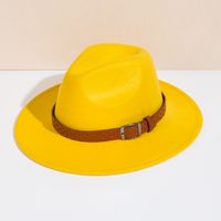 Unisex Basic Cowboy Style Solid Color Big Eaves Fedora Hat main image 5