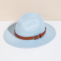 Unisex Basic Cowboy Style Solid Color Big Eaves Fedora Hat main image 4