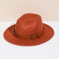 Unisex Basic Cowboy Style Solid Color Big Eaves Fedora Hat main image 3