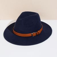 Unisex Basic Cowboy Style Solid Color Big Eaves Fedora Hat sku image 3