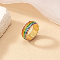 Retro Simple Style Rainbow Alloy Enamel Plating Women's Rings main image 4