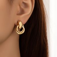 Wholesale Jewelry Simple Style Solid Color Metal Gold Plated Plating Drop Earrings main image 1