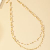 Simple Style Solid Color Imitation Pearl Patchwork Women's Double Layer Necklaces main image 4