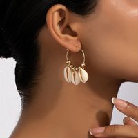 1 Pair Simple Style Shell Patchwork Alloy Drop Earrings main image 3