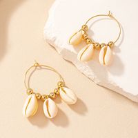 1 Pair Simple Style Shell Patchwork Alloy Drop Earrings main image 4
