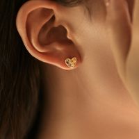 1 Pair Ig Style Elegant Sweet Heart Shape Plating Inlay Sterling Silver Zircon Rhodium Plated Ear Studs main image 6