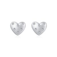 1 Pair Ig Style Elegant Sweet Heart Shape Plating Inlay Sterling Silver Zircon Rhodium Plated Ear Studs sku image 1
