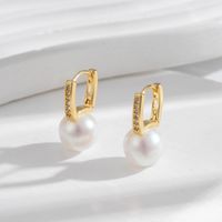1 Pair Japanese Style French Style Simple Style Twist Inlay Copper Artificial Pearls Drop Earrings sku image 4